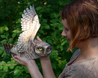 Burrowing Owl - Needle felted wall art - felt painting - animal sculpture