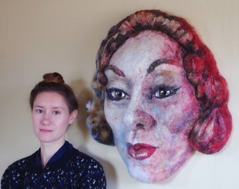 Clarice Lispector - Needle felted sculpture - portrait art - large felt sculpture - celebrity art - author - modern art - contemporary art