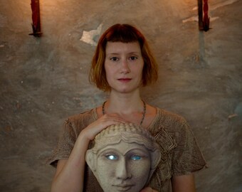 The Inventor of Soap - Needle felted portrait - Sumerian art - wall sculpture