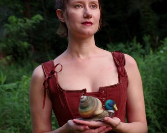 Snail-duck - felt animal - medieval art - needle felted - bird art