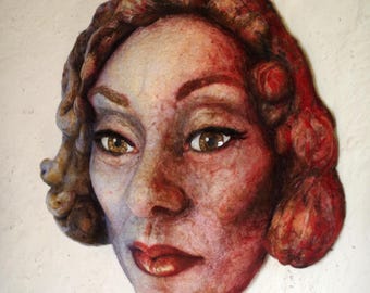 Clarice Lispector Needle Felted Sculpture: Modern Portrait Art ~ large felt artwork - celebrity - contemporary painting
