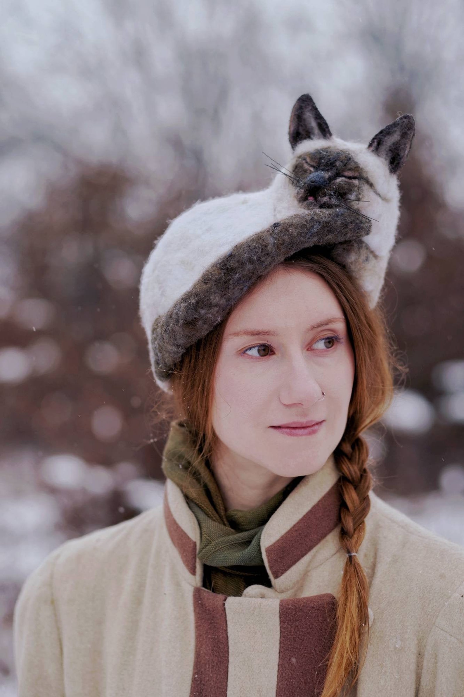 Custom Animal Hat Wearable Pet Portrait Customized Art Needle Felted