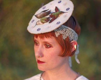 Do you EAT BIRDS? Needle Felted Bird Hat – Vegan Couture Headpiece, Animal Rights Art