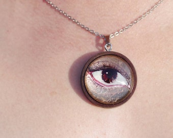 Eye Necklace - anniversary necklace - anniversary gift - lovers jewelry - wearable art - historical jewelry - moon gold - pendant necklace