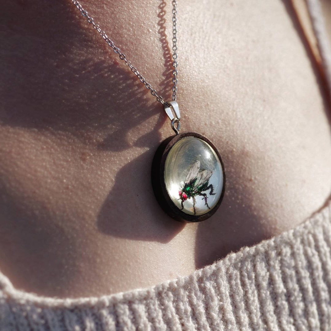 Flying Insect Pendent Insect Jewelry Pendant Hand Painted IRIDESCENT FLY - Etsy