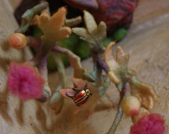 Up-so-doun - Needle felted upside down microcosm - nature art - insect sculpture - botanical artwork
