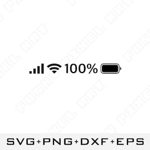 Sinal completo 100% SVG | Arquivo de corte de bateria WiFi | Clipart de status técnico | Download digital de sublimação de silhueta Cricut