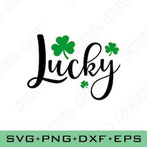 Lucky Shamrock Script SVG | St. Patrick’s Day Lettering Cut File | Irish Typography Clipart | Cricut Silhouette Sublimation Digital Download