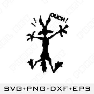 Wile E Coyote Cartoon Crash Ouch SVG | Funny Impact Cut File | Silhouette Humour Clipart | Cricut Silhouette Sublimation Digital Download