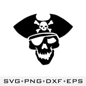 Pirate Skull SVG | Skull & Crossbones Cut File | Jolly Roger Vinyl Decal | Cricut Silhouette Sublimation Digital Download | Pirate Theme