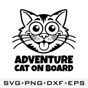 Archivo de corte de calcomanía de gato para automóvil con diseño de gato a bordo, calcomanía para mascota linda, descarga digital de sublimación para Cricut y Silhouette, diseño para amantes de los perros