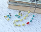 Wit Necklace, Fog and Fern, Carlie Beads, Olive Jade, Turquoise, Antique Brass, Alaska, Yukon, Rustic, Natural, Yellow, Blue, Rivers Sage
