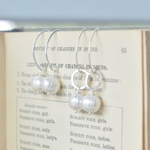Alaska Snow Earrings, Sterling Silver, Fog and Fern, Carlie Beads, Hammered silver, Freshwater Pearls, White pearls, Alaska, Yukon, Handmade