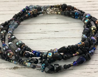 Raven's Wing Colors, Alaska, Yukon, Carlie Beads, Onyx, Obsidian, Blacks, Beach Beads, Labradorite, Skagway