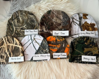 Beanie Camo Hat, Camo Winter Fleece Hat, Real Tree beanie hat, Fleece Camo Baby Hat, Newborn Infant toddler Beanies, Boy Girl winter beanie