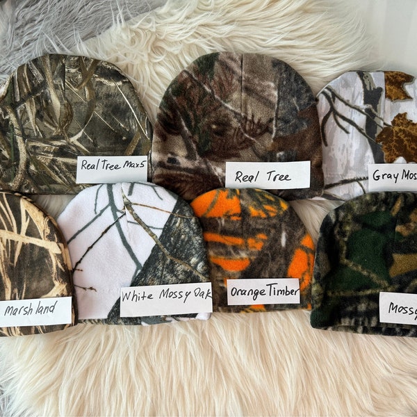 Beanie Camo Hat, Camo Winter Fleece Hat, Real Tree beanie hat, Fleece Camo Baby Hat, Newborn Infant toddler Beanies, Boy Girl winter beanie