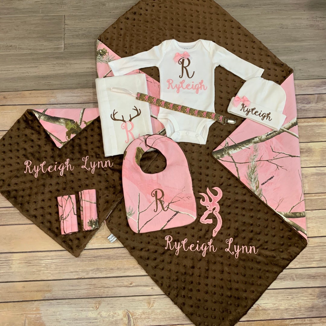 Baby Girl Pink Camo Outfit, Personalized Pink Camo, Baby