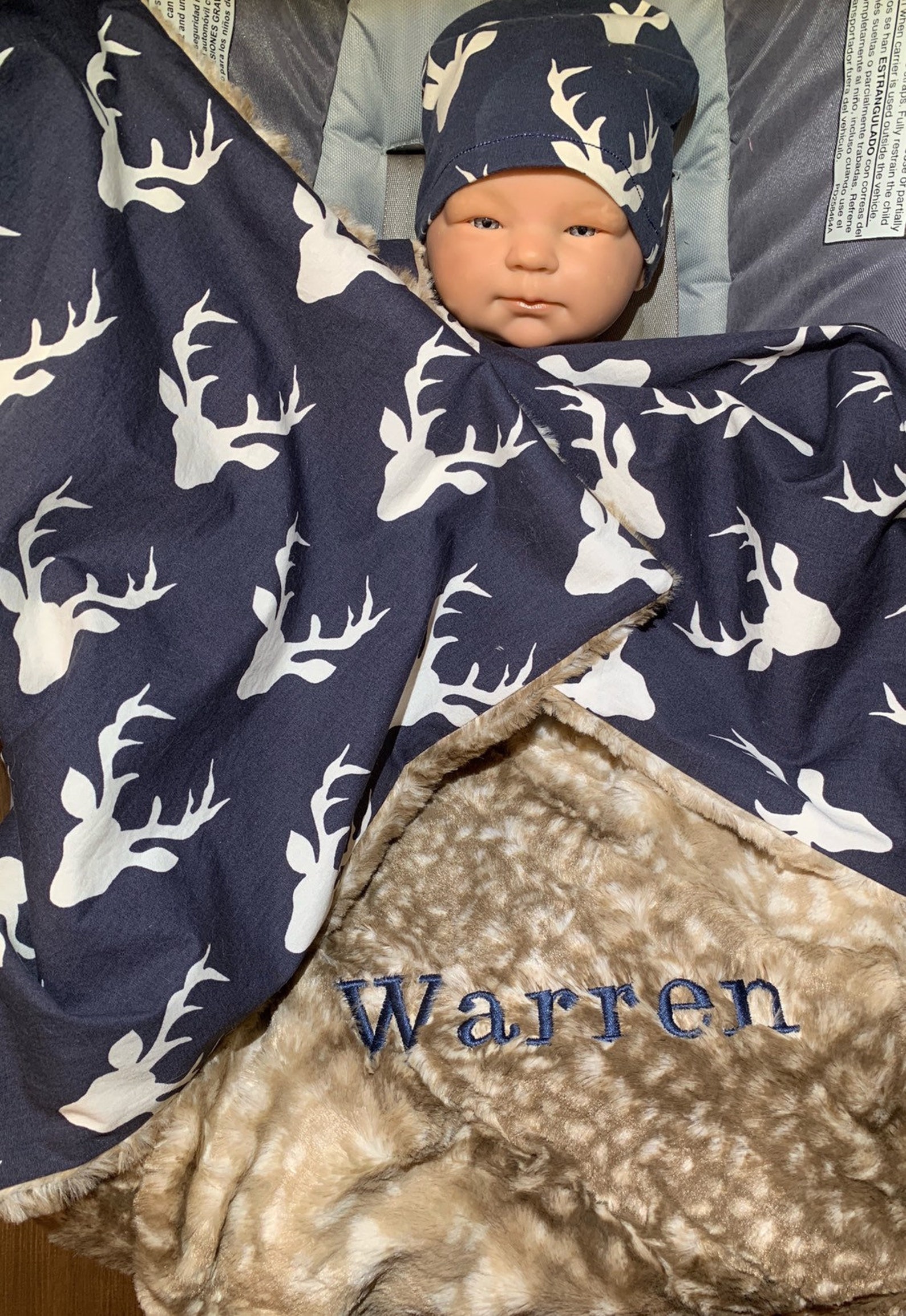 Personalized Baby Blanket Deer Blanket Animal Print Blanket Etsy