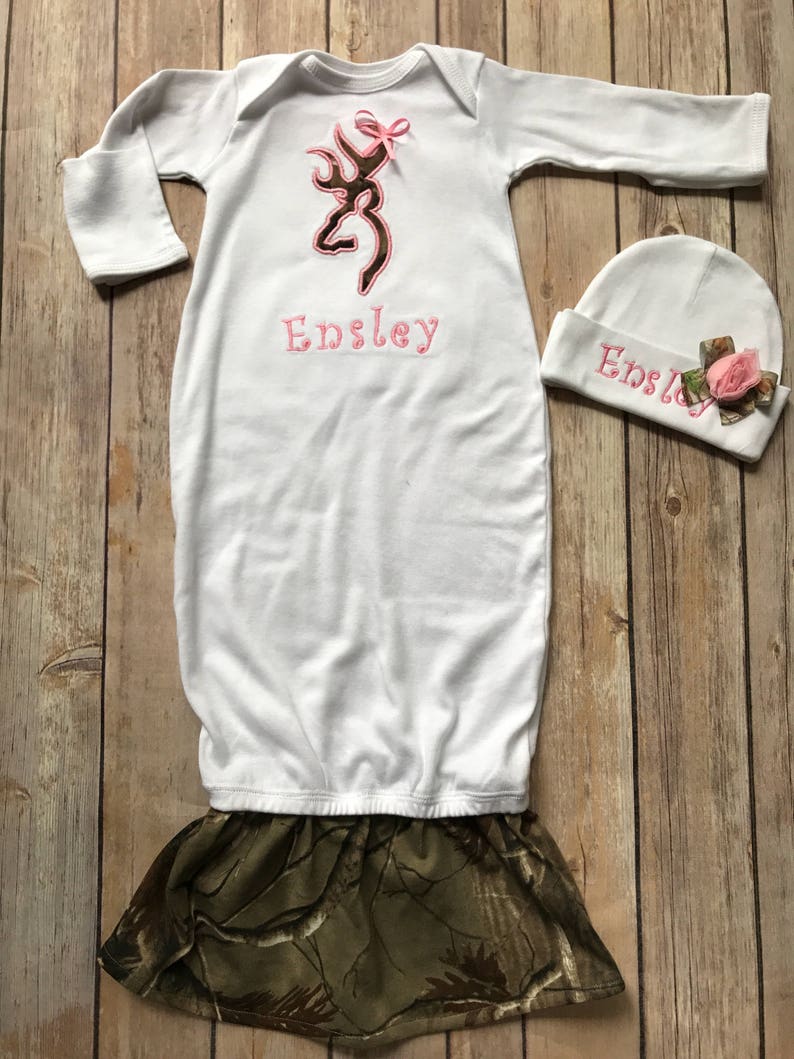 Homecoming Personalized Monogrammed Sleeper Mermaid Tail Baby Girl Infant Newborn Camo Real tree or Mossy Oak Layette