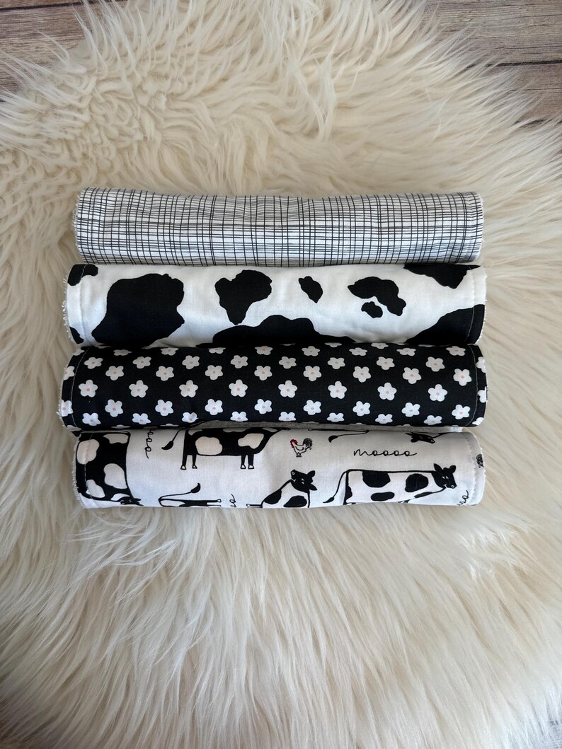 Burp cloths Farm Animals, Cow Print Baby Burps, Baby Shower Gift Bild 9