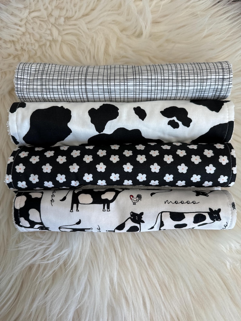 Burp cloths Farm Animals, Cow Print Baby Burps, Baby Shower Gift Bild 2