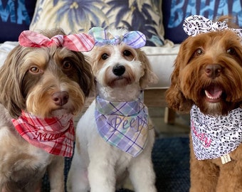 Personalized Dog Bandana, Dog Hair Bow, Dog Buffalo Plaid, Cat Bandana, Dog Hair Clip, Easter Dog Bandana Personalized, Hair Bow for Dogs