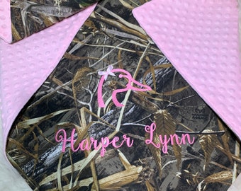 Personalized Camo Baby Girl Blanket: Realtree Max5 Minky