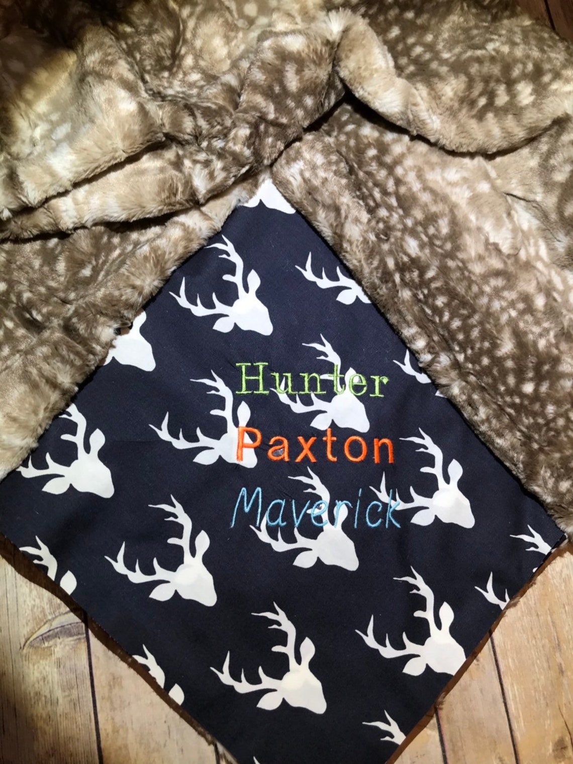 Personalized Baby Blanket Deer Blanket Animal Print Blanket Etsy