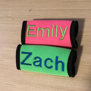 Personalized Luggage Handle, Luggage Tag Handle Wrap, Neoprene luggage Handle, Personalized Luggage Tags, Luggage Straps, Embroidered name image 3
