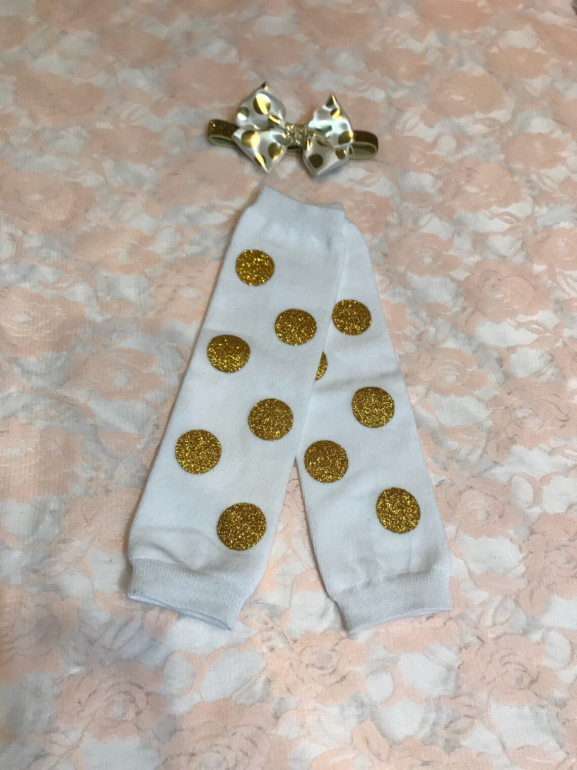 Pink and Gold Polka Dot Leg Warmers Baby Girl Glitter Dots Etsy