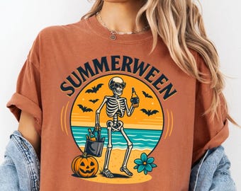 Comfort Colors® Summerween Skeleton Shirt, Summer-ween Tshirt,Spooky Summer Tee, Summer Halloween Shirt, Halloweener Gift,Gift for Halloween