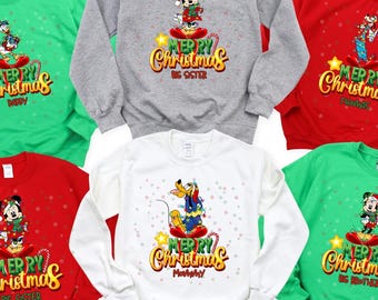 Personalized Disney Family Christmas Sweatshirt, Matching Christmas Hoodie, Custom Disney Christmas Hoodie,Mickey and Friends Christmas Gift