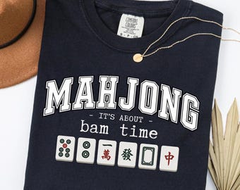 Comfort Colors® Bam Time Mahjong Shirt, Trendy T-Shirt, Gifts for Mahjong Club, Cozy Mah Jongg Bamboo Suit Tee, Bam Time Long Sleeve Tee