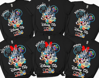 Custom Disney Trip 2026 Shirt, Disney Trip Sweatshirt, Disney Family Vacation Hoodie, Disney Family Matching Shirt, Disney World Shirt 2026