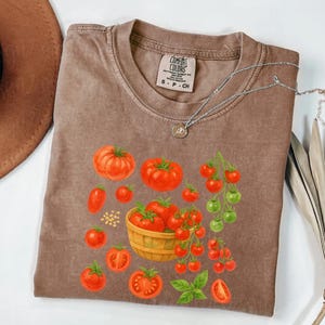 Comfort Colors® Tomato Shirt, Fruit Shirt, Botanical Shirt, Cottagecore Clothing Vegan Shirt, Garden Shirt Vegetable Shirt,Aesthetic Clothes