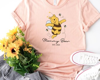 Pooh Bear Mama Shirt, Mama Est. Custom Sweatshirt, Winnie The Pooh Shirt, Custom Bear Shirt, Mothers Day Gift, Gift for Her, Pooh Bear Shirt