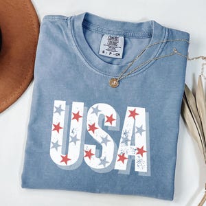 Comfort Colors® Womens USA Shirt, 4th Of July Shirt, Independence Day Shirt, Fourth Of July Tee, Memorial Day Shirt, Patriotic Shirt