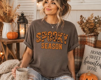Comfort Colors® Retro Spooky Shirt, Spooky Halloween Tee, Cute Spooky Season Shirt, Boho Halloween Shirt, Womens Spooky Pumpkins, Fall Vibes