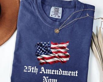 Chemise Comfort Colors® 25e amendement, T-shirt à manches longues Impeach Trump, T-shirt à déclaration politique, T-shirt anti-atout et anti-maga, FDT subtil