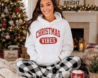 Christmas Vibes Sweatshirt, Xmas Sweatshirt, Holiday Hoodie, Cute Christmas Hoodie, Christmas Gift, Winter Sweatshirt