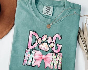 Comfort Colors® Dog Mama Shirt, Dog Mom Gift, Dog Mom Shirt for Women, Dog Mom Tee, Dog Parent Shirt, Dog Lover Gift, Floral Dog Mom Shirt