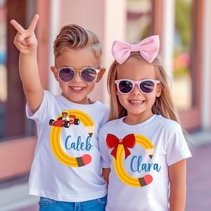 Back to School Set, Custom First Day of School T-shirt for Girls and Boys, Applique Pencil Shirt, Personalized First Day of School Outfit
