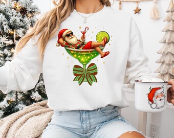 Santa's Hot Mess Sweatshirt, Santa Christmas Holiday Sweatshirt, Christmas Martini Shirt, Santa Christmas Party Sweatshirt, Christmas Gift