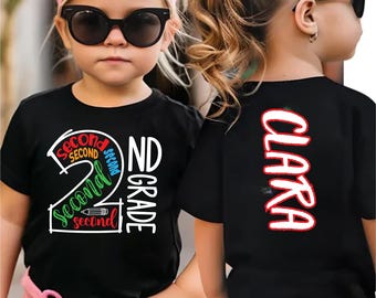 Back to School Shirt for Boys and Girl, Custom Name Toddler Shirt, Second Grade Sweatshirt, First Day Of School Tee, School Outfit Tee
