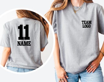 Custom Sports Shirt, Front Back Name and Number Shirt, Sport T-Shirt, Your Team Sweatshirt, Personalized Sports Shirt, College Team Shirt