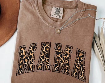 Comfort Colors®Leopard Mama Shirt, Mothers Day Gift, Retro Mom Shirt, Mama Sweatshirt, Gift for Mom, Leopard Mama T-Shirt, Mom Sweatshirt