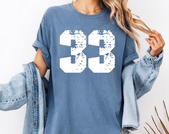 Comfort Colors® Custom Big Number Shirt, Game Day Football Tee, Custom School Team Number Shirt, College Football Number, Mascot Shirt