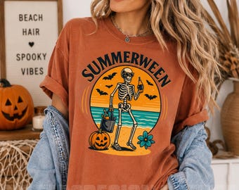 Comfort Colors® Summerween Skeleton Shirt, Summer-ween Tshirt,Spooky Summer Tee, Summer Halloween Shirt, Halloweener Gift,Gift for Halloween