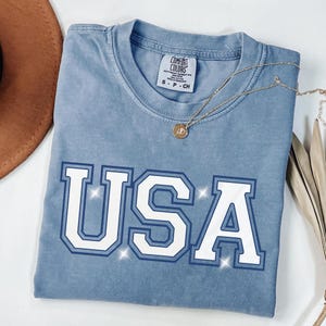 Comfort Colors® Womens USA Shirt, 4th Of July Shirt, Independence Day Shirt, Fourth Of July Tee, Memorial Day Shirt, Patriotic Shirt