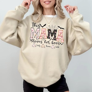 Personalized Halloween Mama Sweatshirt, Spooky Mama Hoodie, Gift for Mom, Spooky Mama Sweatshirt, Halloween Hoodie, Custom Name Halloween